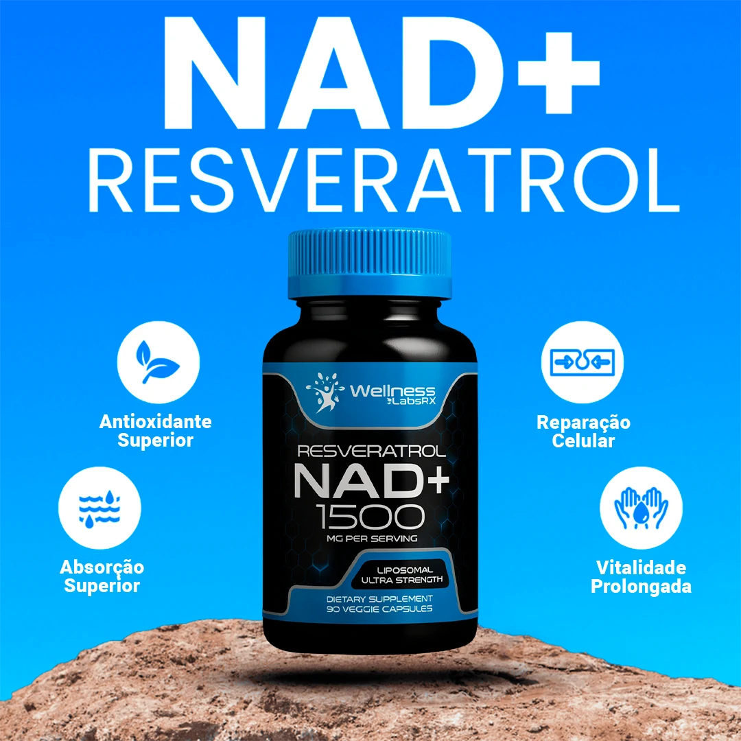 NAD + Resveratrol - Cápsulas de Reparação Celular Antienvelhecimento e Energia Extra (90 Cápsulas) - Polivita