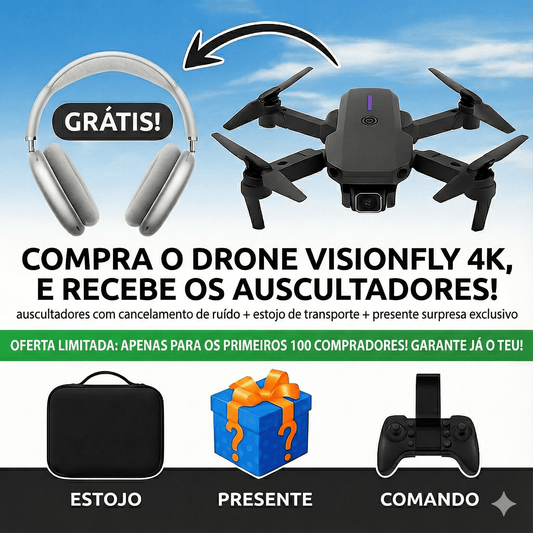 Drone VisionFly 4K + Auscultadores PRO Max GRÁTIS